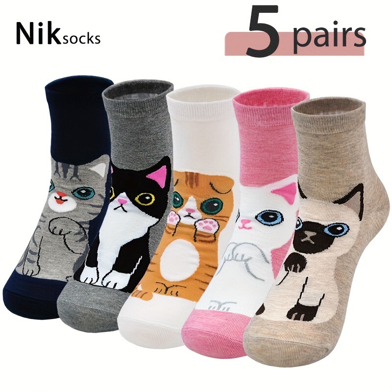 R 91267 Owl Cartoon Crew Socks Owl Cartoon Mid-Calf Socks