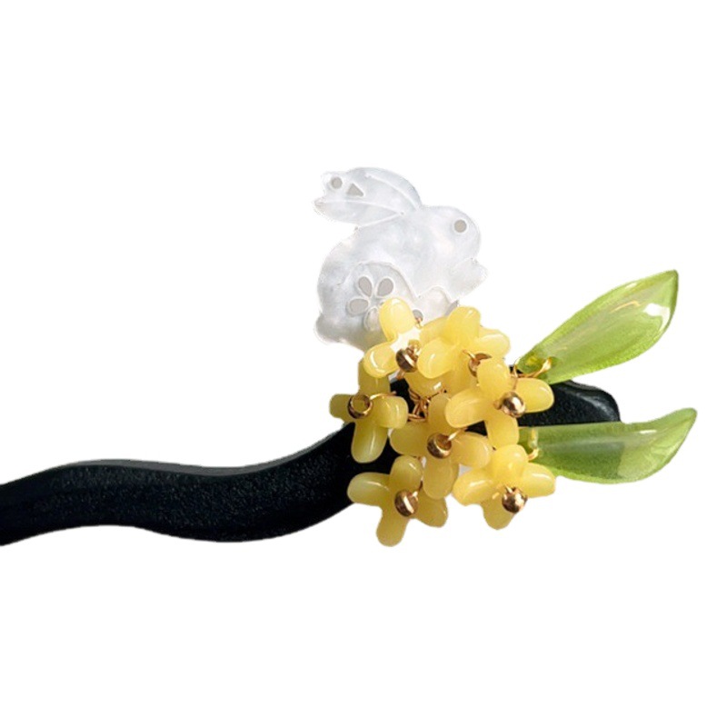 Hanfu tocado nuevo estilo chino de alto sentido palillos Zhao Liying mismo estilo bola cabeza horquilla estilo antiguo de madera simple de las mujeres