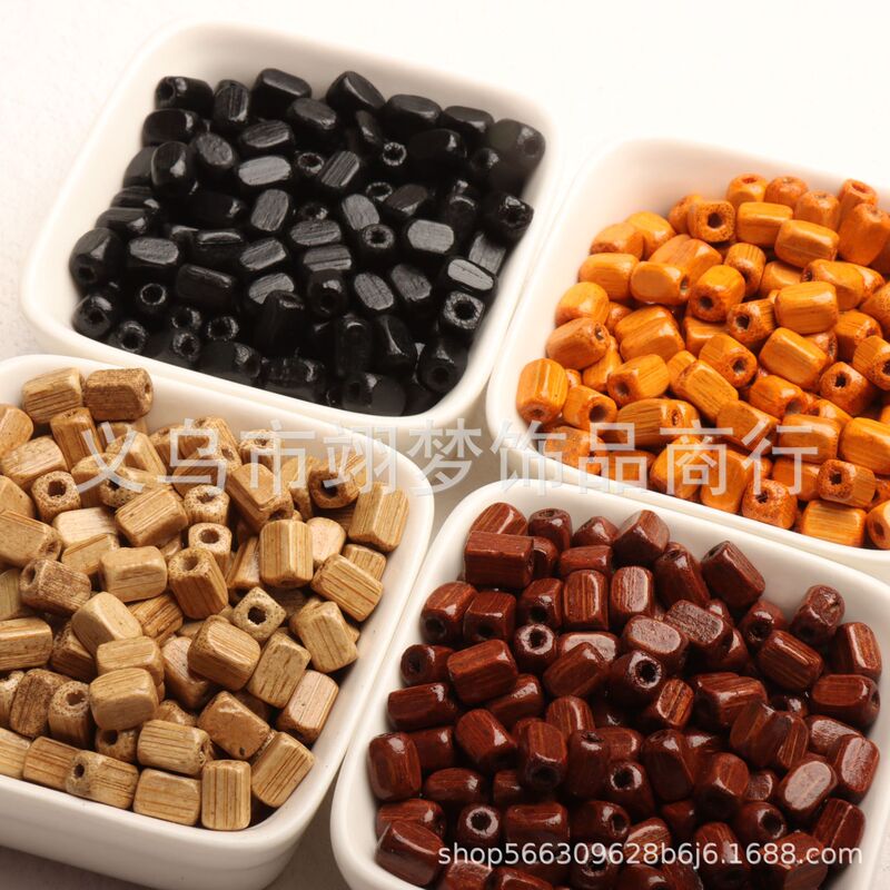 Retro New Chinoiserie Versatile Rounded Rectangular Wooden Beads Solid Wood Bracelet Beads Loose Beads DIY Bracelet Bead Spacer Material