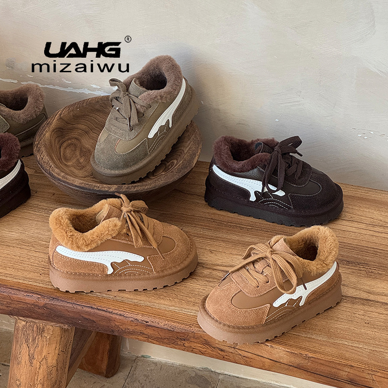 Children's Shoes 2025 Winter New Style Girls' Warm, Fashionable and Versatile Retro Snow Boots, Fashionable Casual Large Cotton Short Boots