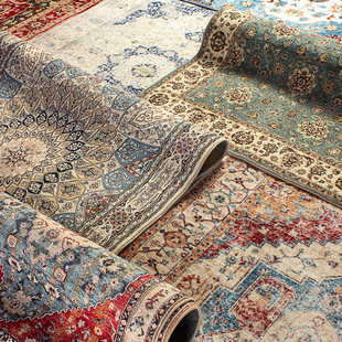 Imitation Cashmere Cotton Bottom Carpet Persian American Retro Living Room Sofa Coffee Table Carpet Bedside Blanket Foldableable Washable