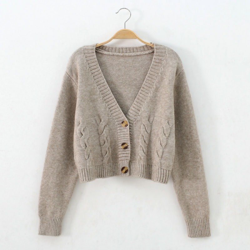 High Waist Short Sweater Women's Slim Sweater Spring and Autumn New Loose Twist Small Cardigan Women's Top for Outer Wear High Waist Short Sweater Women's Slim Sweater Spring and Autumn New Loose Twist Small Cardigan Women's Top for Outer Wear