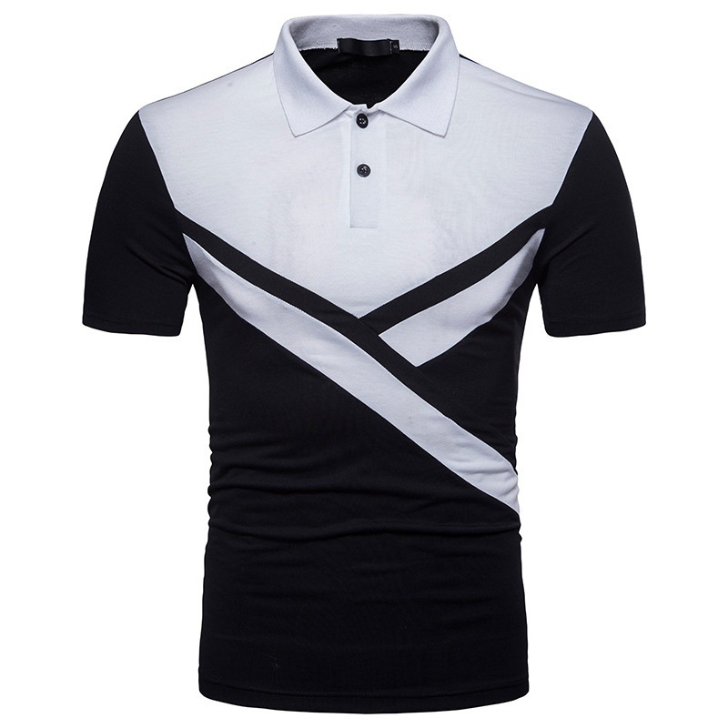 Men's Polo Shirt Irregular Spliced Short Sleeve Shirt For Men_voghion.com
