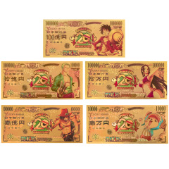 經典日漫 海賊王紀念鈔 路飛尼卡形態金鈔 塑料幣  塑料金箔鈔