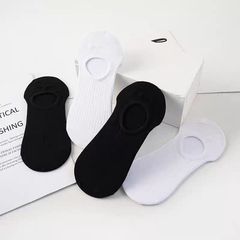 Men's Summer Thin Low-top Ankle Slip-on Boat Socks Japanese Black and White Simple Versatile Silicone Non-slip Couple Invisible Socks