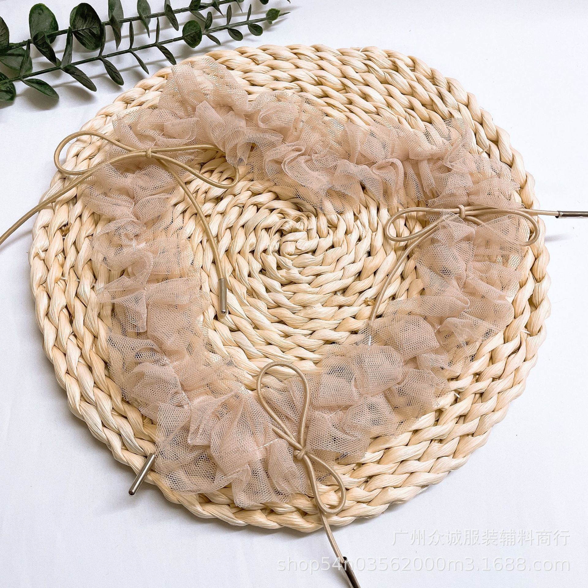 网纱褶皱花边手工蝴蝶结心形贴布 服装女装胸花布贴配饰辅料