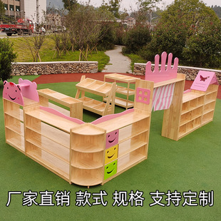 Kindergarten Toy Cabinet Solid Wood Children's Storage Storage Arrangement Schoolbag Montessori Rack Area Corner Combination Cabinet Manufacturers