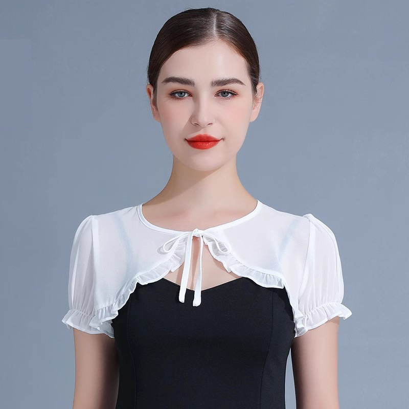 Short, thin mesh shawl, summer jacket for women, versatile short-sleeved tie-waist cardigan.