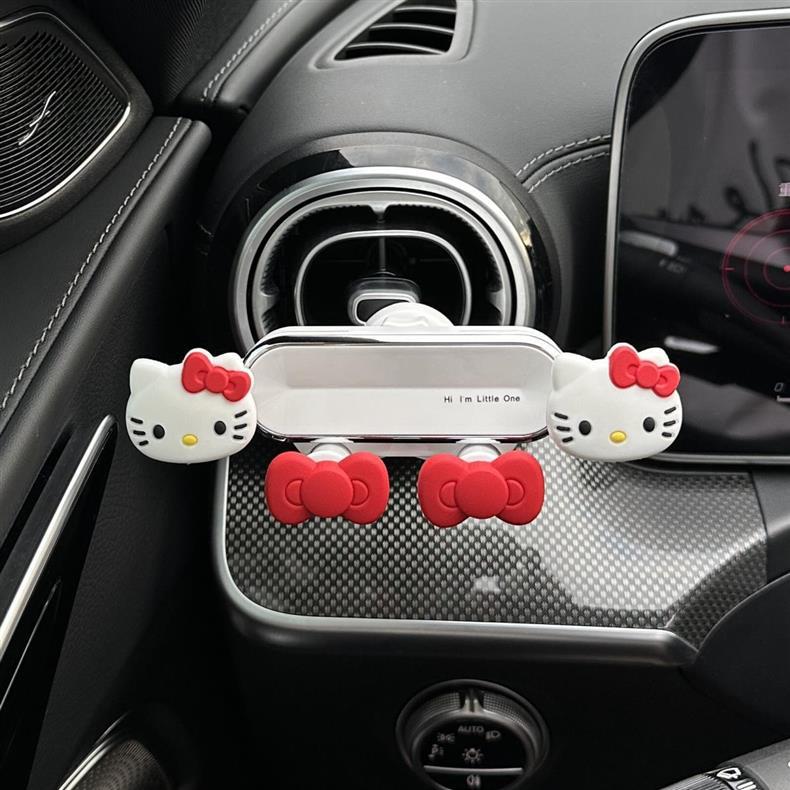 Kt Cat Car Phone Holder Navigation Cute Car Interior Air Vent Decoration Collection Car Fixed Support Stand
