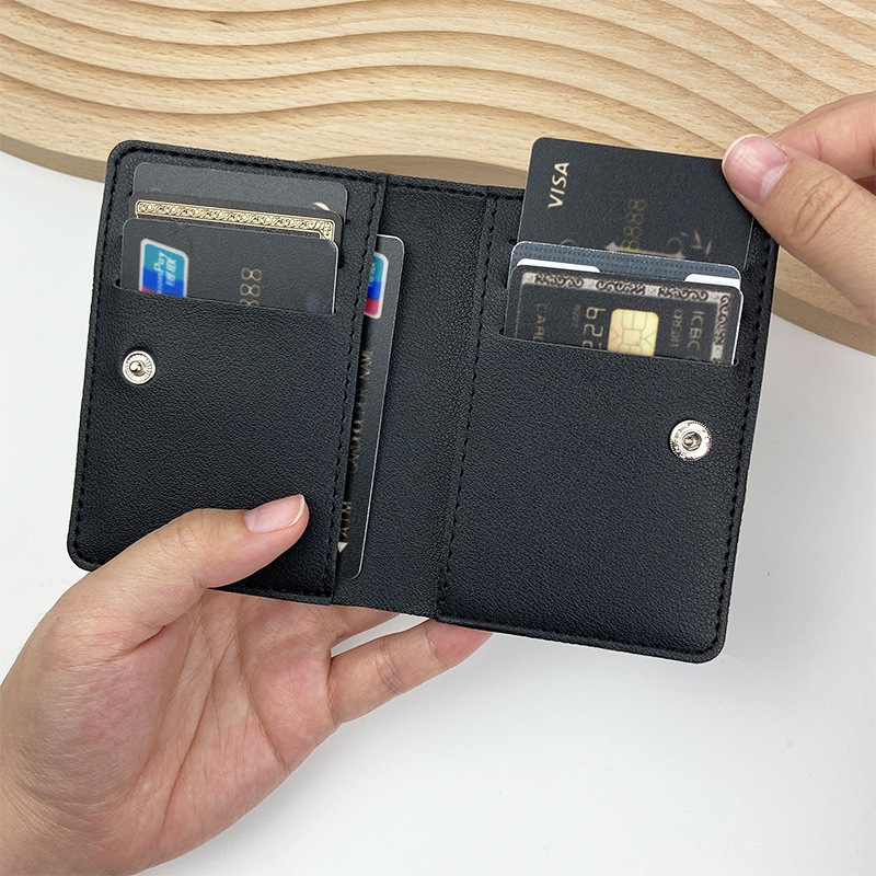 Tarjeta de monedero con cepillo antirrobo de cuero de pu, tarjeta pequeña, ultrafino, compacto y de gran capacidad, tarjeta antimagnética de cuero, múltiples posiciones