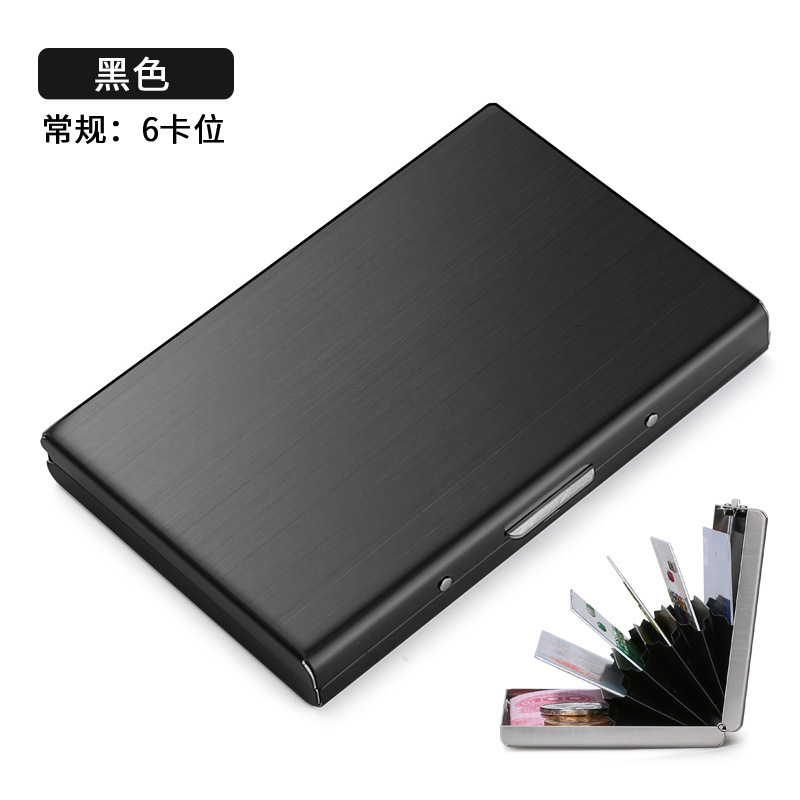 Caja de tarjeta de crédito de acero inoxidable de metal anti-Órgano magnético titular de la tarjeta posición multi-Tarjeta titular de la tarjeta de visita anti-robo de cepillo función de protección