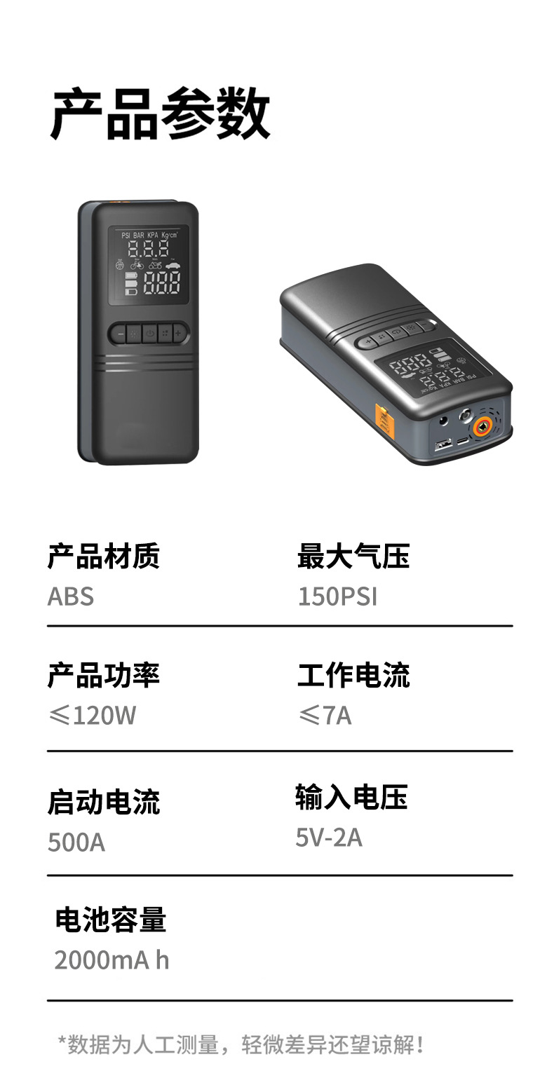 Cross-Border Vehicle-Mounted Emergency Power Supply, Tire Inflator, High-Pressure Digital Display All-In-One Machine, Car Electric Air Pump