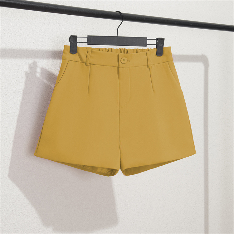Damen Casual High Waist Loose Fit Graue Shorts Sommer Gerades Bein Bermudashorts mit Knöpfen_voghion.com