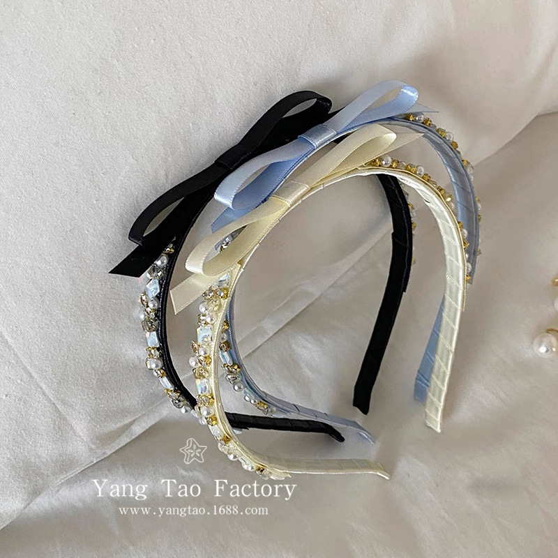 Francés pequeño oro ~ arco de cristal aro de cabello de alto nivel lujo ligero temperamento tocado para el cabello