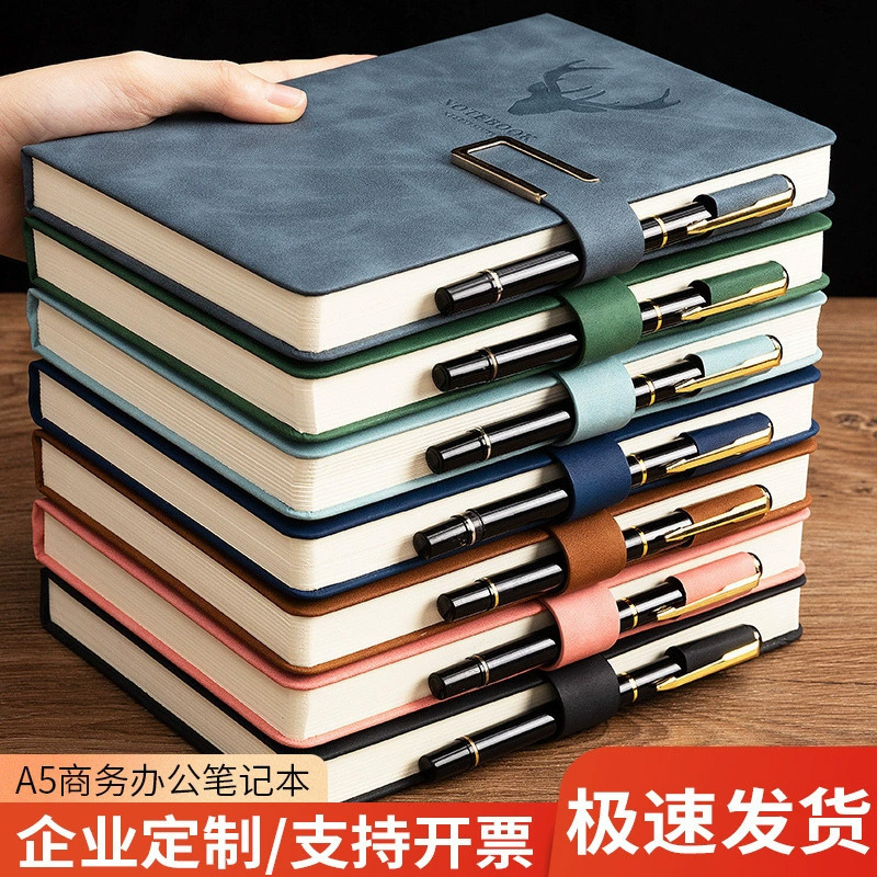 Cross-Border Amazon A5 Buckle Notebook, Customizable with Logo Printing, High-Value Business Diary, Office Notepad
