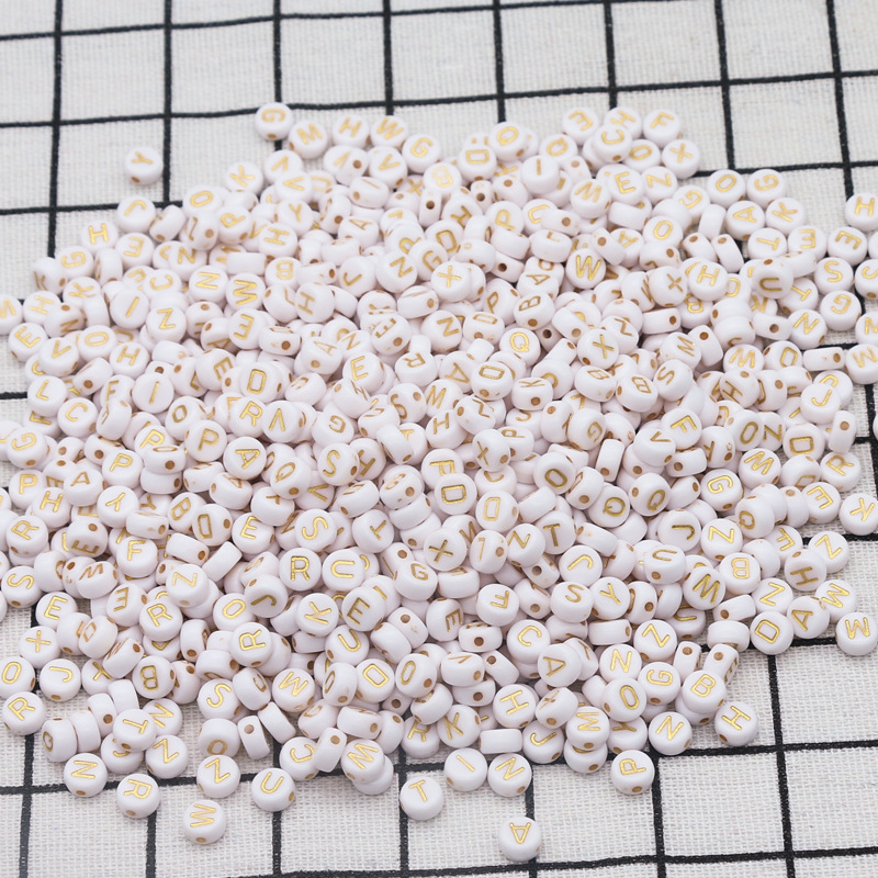 4*7mm cuentas acrílicas cuentas sueltas cuentas digitales Inglés cuentas redondas planas agujero limpio accesorios de la joyería de DIY cuentas