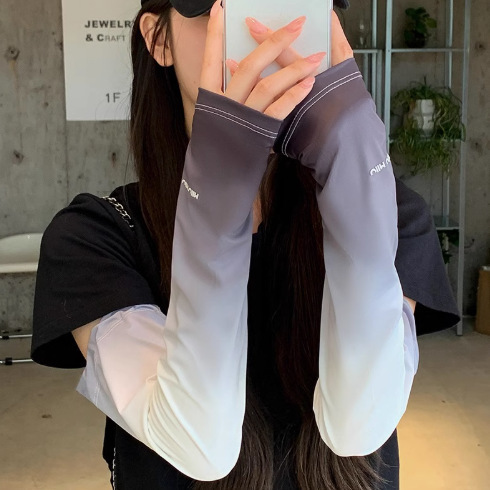 日焼け止め氷糸袖カバー女性夏2025新型ゆるい通気性紫外線防止自転車運転腕氷袖|undefined