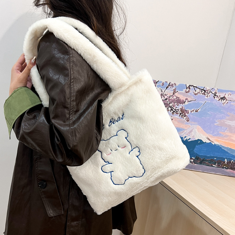 2024 creativo nuevo otoño invierno peluche bolso de invierno bolso de hombro de gran capacidad japonés