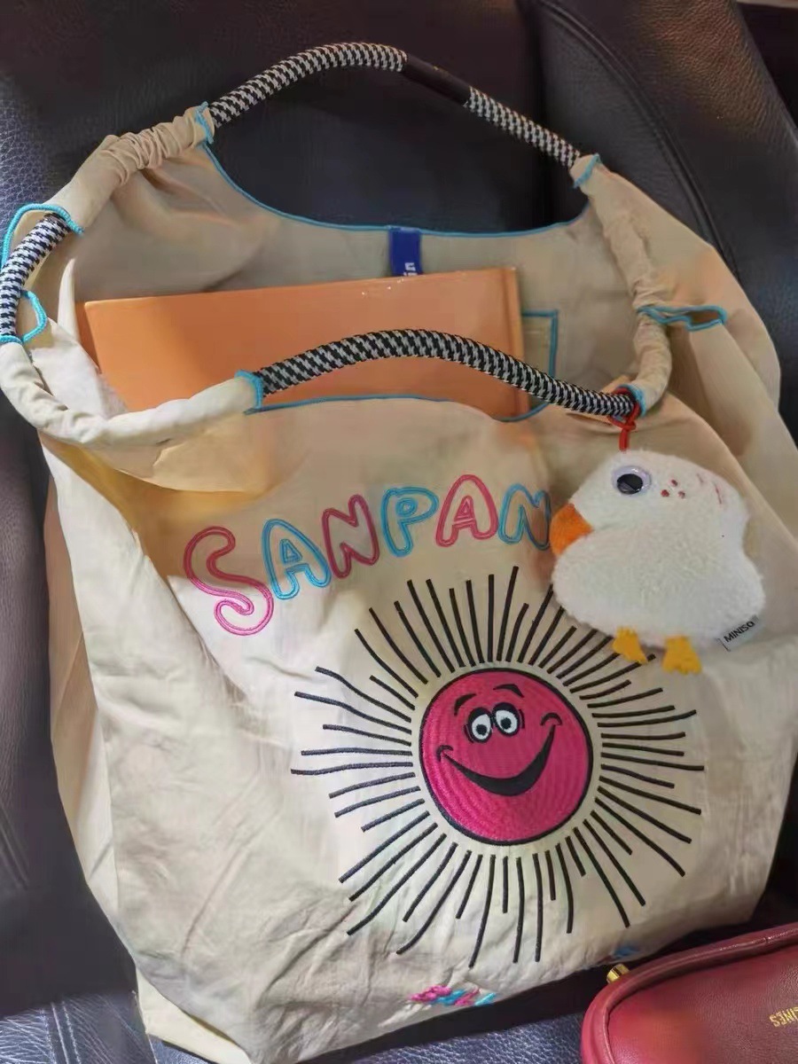 Bolsa de compras impermeable bordada, bolso de nailon, bolso de lona, bolso de tela informal, bolso de mujer, bolso de hombro de gran capacidad, ultraligero image 15