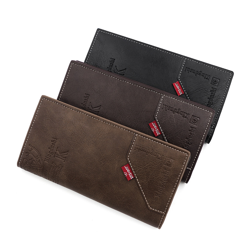 Nuevo europeo y americano retro de los hombres cartera larga cartera titular de la tarjeta de cambio de certificado bolsa larga cartera de los hombres al por mayor