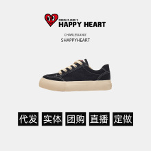 CHARLES/查尔斯桃心女生帆布透气板鞋清新学院时尚运动百搭休闲鞋