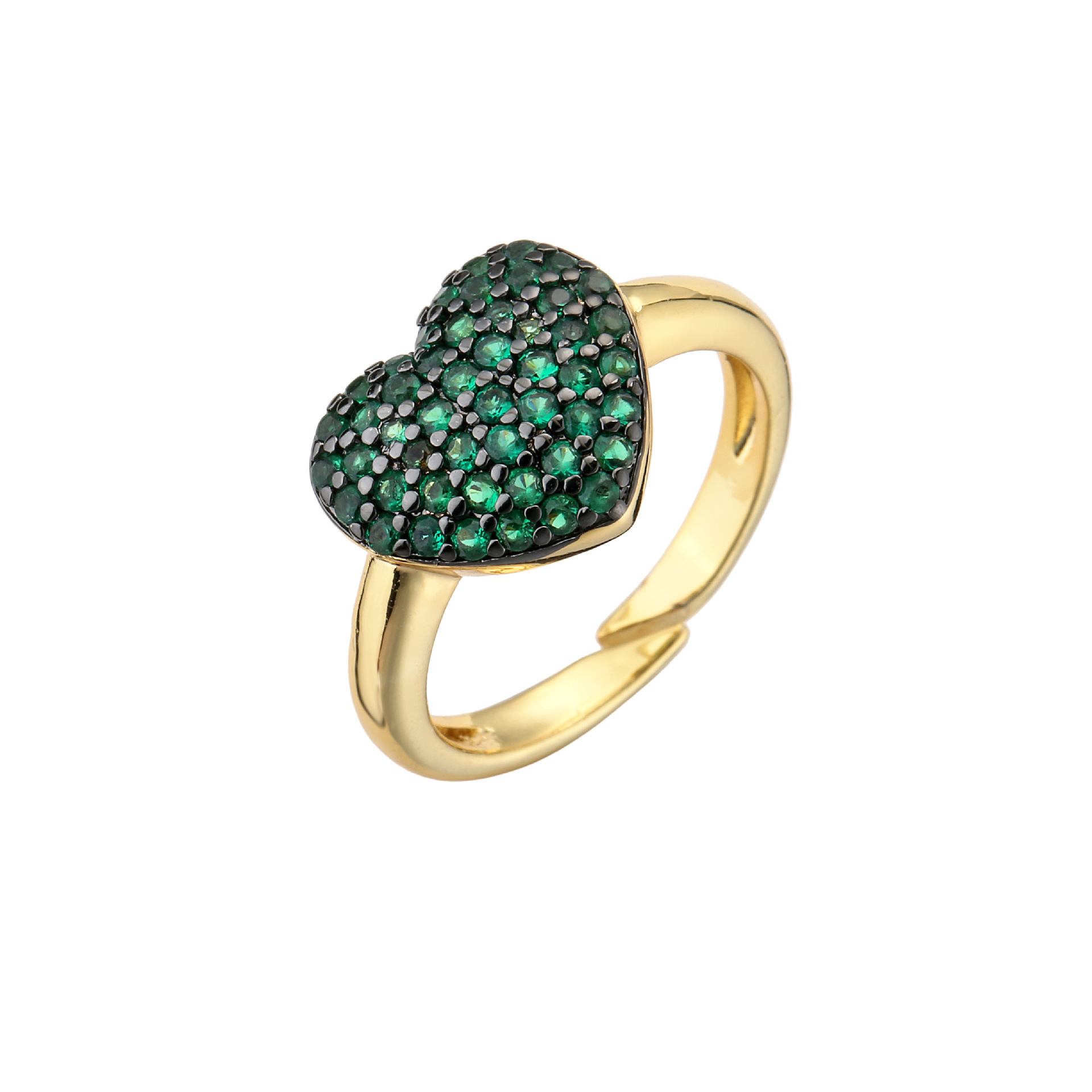 Heart Pattern Copper Micro-encrusted Zircon Peach Heart-shaped Opening Adjustable Ring