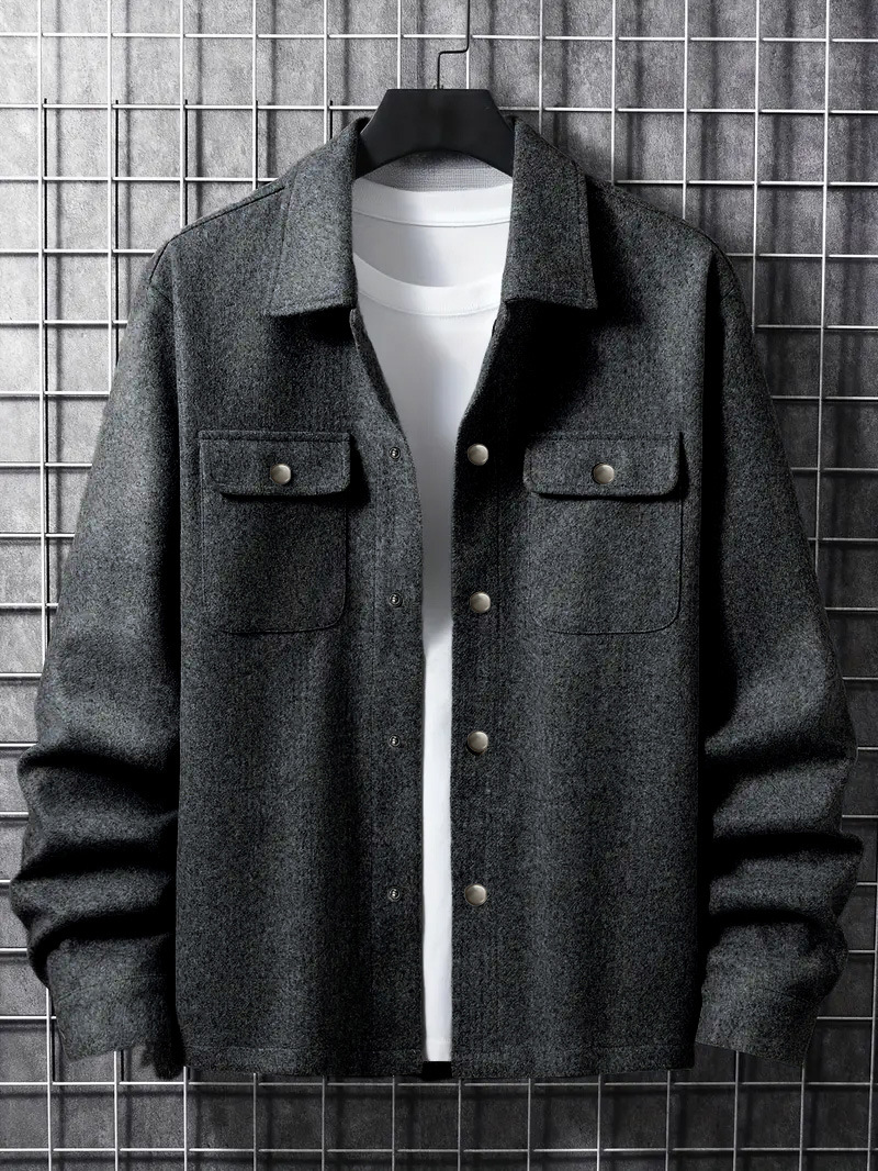 Denim Jacket Men Loose Fit Turn Down Collar Casual Outerwear_voghion.com