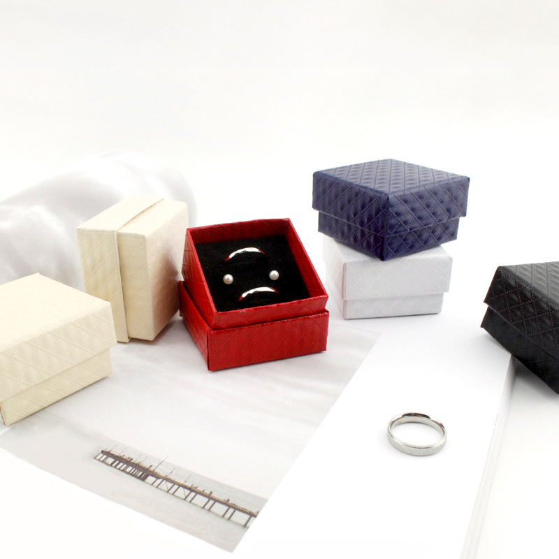 5*5CM菱形纹天地盖首饰盒耳钉戒指饰品包装盒礼盒钻石纹礼盒