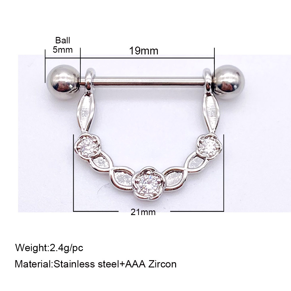 Fashion Leaf Star Wings Stainless Steel Inlaid Zircon Nipple Ring 1 Piece display picture 9
