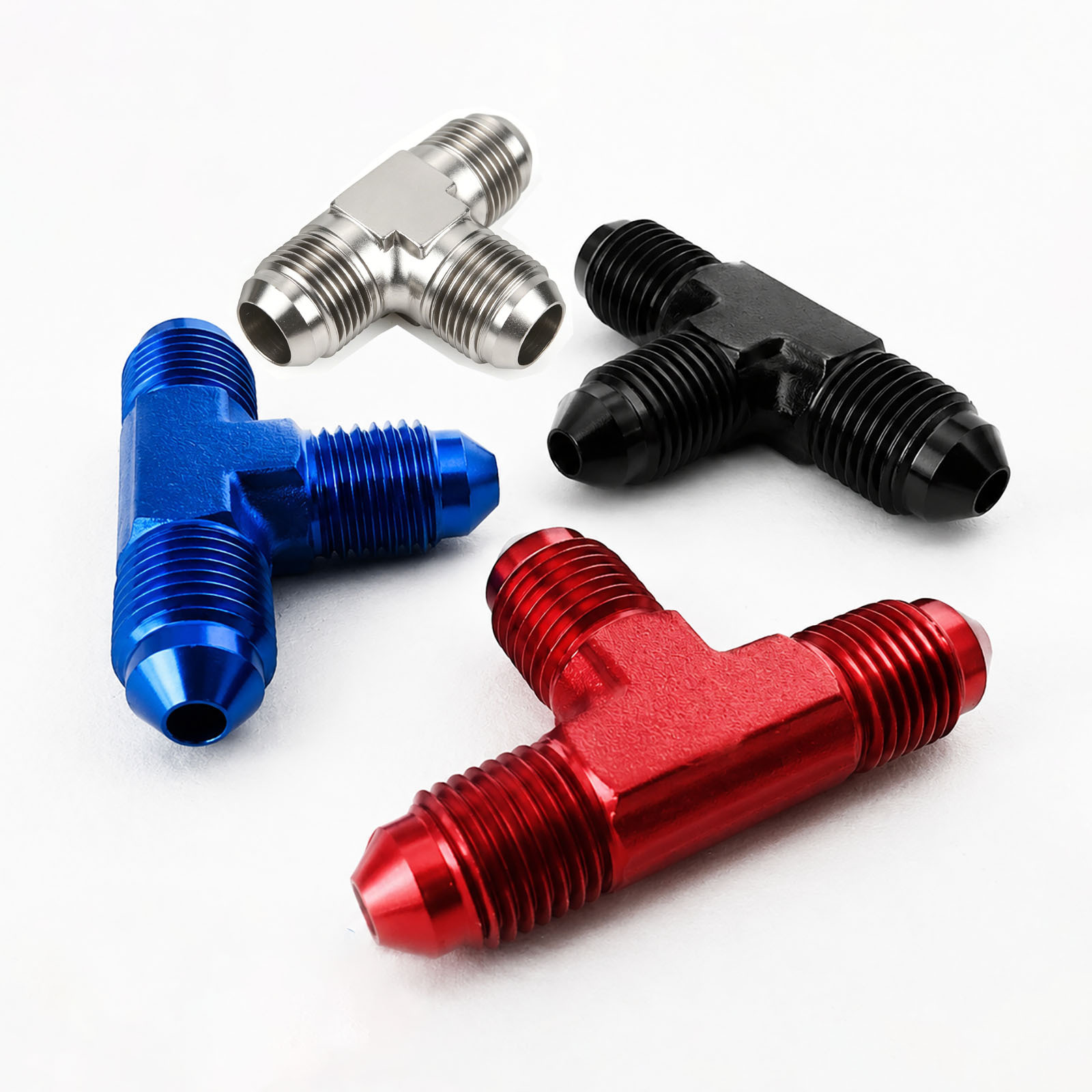 Car modification accessories three-way T-type brake oil pipe connector AN3-AN16 aluminum alloy oil cooling joint