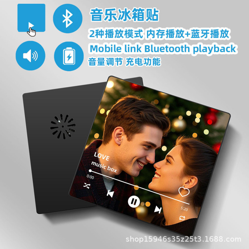 Music Photo Refrigerator Magnet Cross-Border Independent Station with Pictures That Can Be Played Decorative Photo Frame Couple Gift Bluetooth Music Box