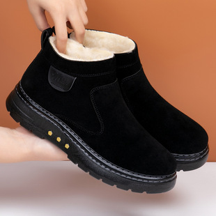 Winter New Old Beijing Shoes Men's Boots Warm Non-Slip Sheep Wool Middle-Aged and Elderly Dad Shoes Fleece-Lined Thickeneded Cotton Shoes