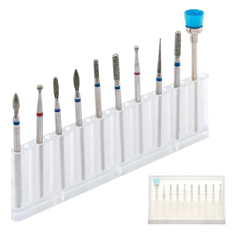 10 brocas de uñas color titanio diamante clavo pulido cabeza removedor de uñas accesorios de la máquina de pulir cabeza de molienda