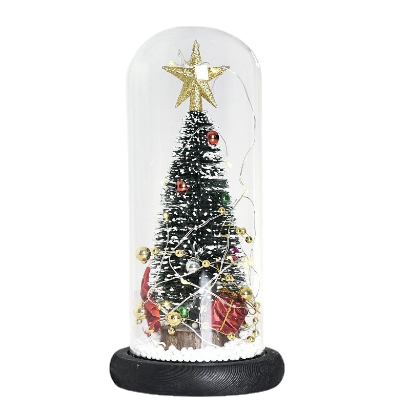 Customizado creativo árbol de Navidad cubierta de vidrio decoración ventana cedro disparar props escritorio regalos de Navidad regalos