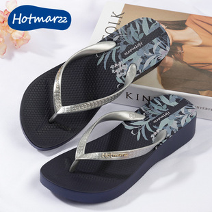 Hotmarzz Heima Wedge Slippers Women's High-Heeled Non-Slip Slippers Summer Waterproof Flip-Flops Flip-Flops