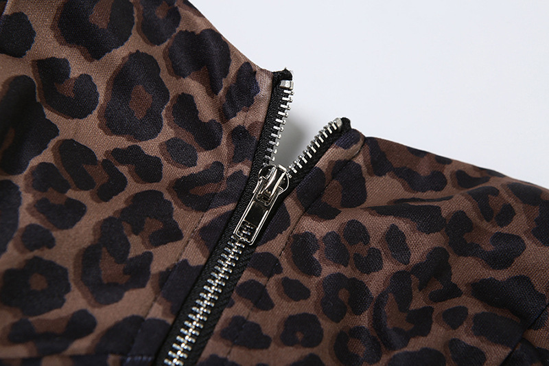 Cross-Border European And American Style 2024 Summer New Women's Leopard Print Sexy Personality Hot Girl Square Neck_ecoleips.com