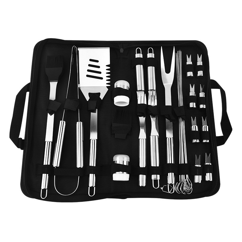 Tubo pequeño mango tenedor horquilla broy tenedor de maíz condimento botella de barbacoa Oxford 420 acero inoxidable conjunto de herramientas de barbacoa