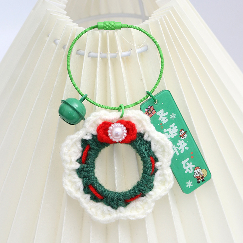 手作りかぎ針編みペンダントクリスマスニットウール人形キーホルダーペンダントウールニットサンタ帽子|undefined