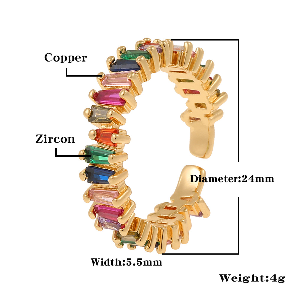 Fashion Geometric Copper Open Ring Inlay Zircon Copper Rings