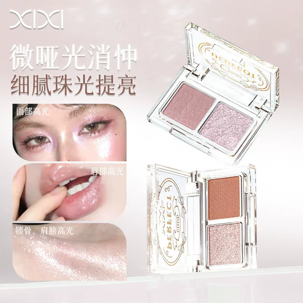 xixi shimmering dual-color eyeshadow with pearlescent glitter, low saturation, pure desire style, earth tones eyeshadow palette, student makeup