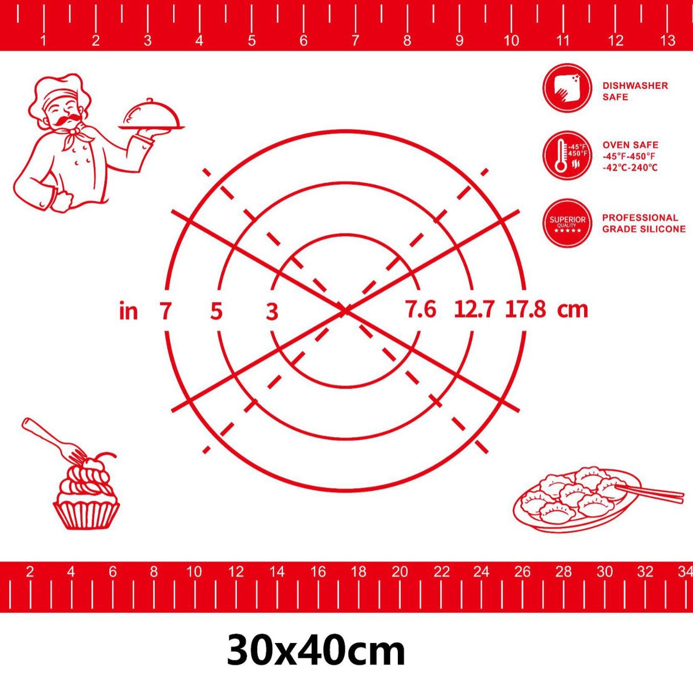 Amazon platino estera de silicona amasadora estera de amasamiento de grado alimenticio estera de amasamiento de cocina de comercio exterior utensilios para hornear Hogar y Estera de masa