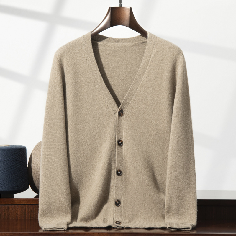 Soft and Skin-Friendly ~ Cashmere Cardigan Men's V Neck Thickeneded Business Casual Fashion Loose Knitwear Knitwear Jacket
