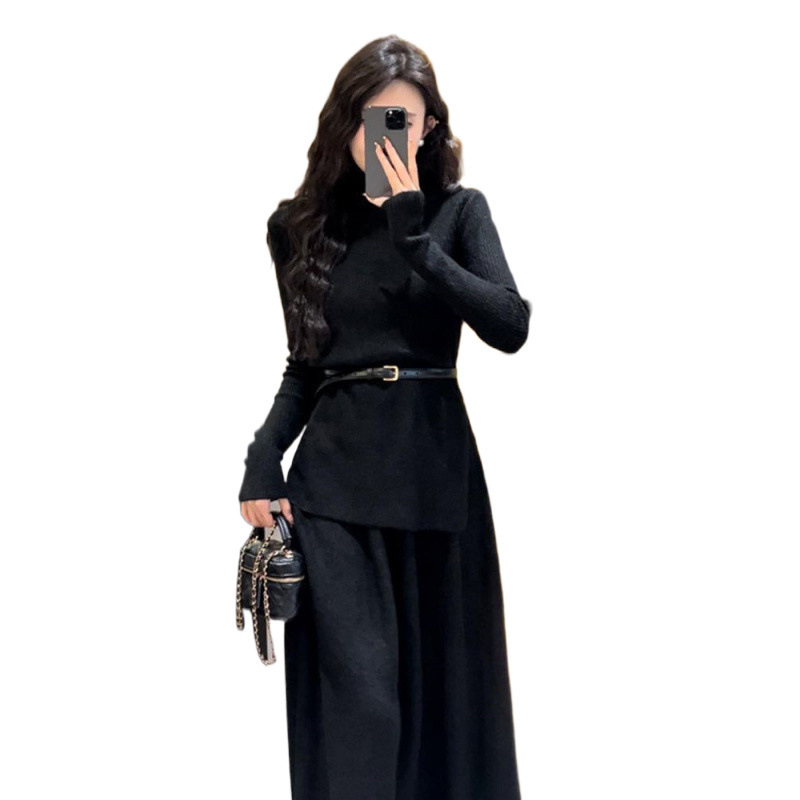 (2개) 디자인 센스 2 피스 니트 스웨터 원피스 어린이 가을 겨울 2025 새로운 작은 향수 내부 세트