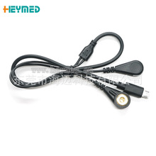 Type C USB To 4mm 电极导扣ECG经络仪理疗线一拖二纽扣式按摩线