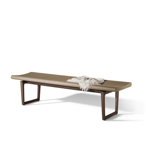 Light Luxury Black Walnut Saddle Leather Solid Wood Bed End Stool | Modern Minimalist Log Bedside Bench | Long Bench for Bedroom and Shoe Changing