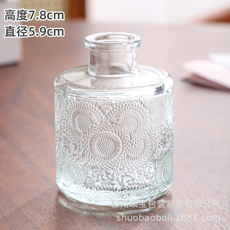 De estilo europeo retro pequeño florero botella de aromaterapia de vidrio mini jarrón transparente decoración de la sala de estar simple mesa de comedor decoración del hogar