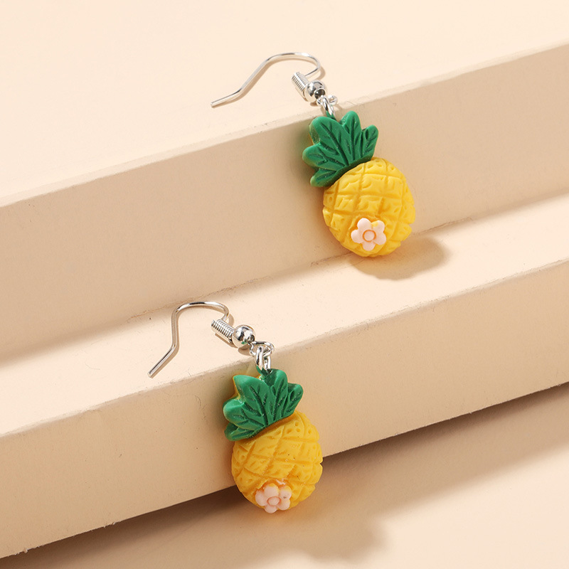 Pendientes De Piña De Fruta De Resina Simple De Moda display picture 5