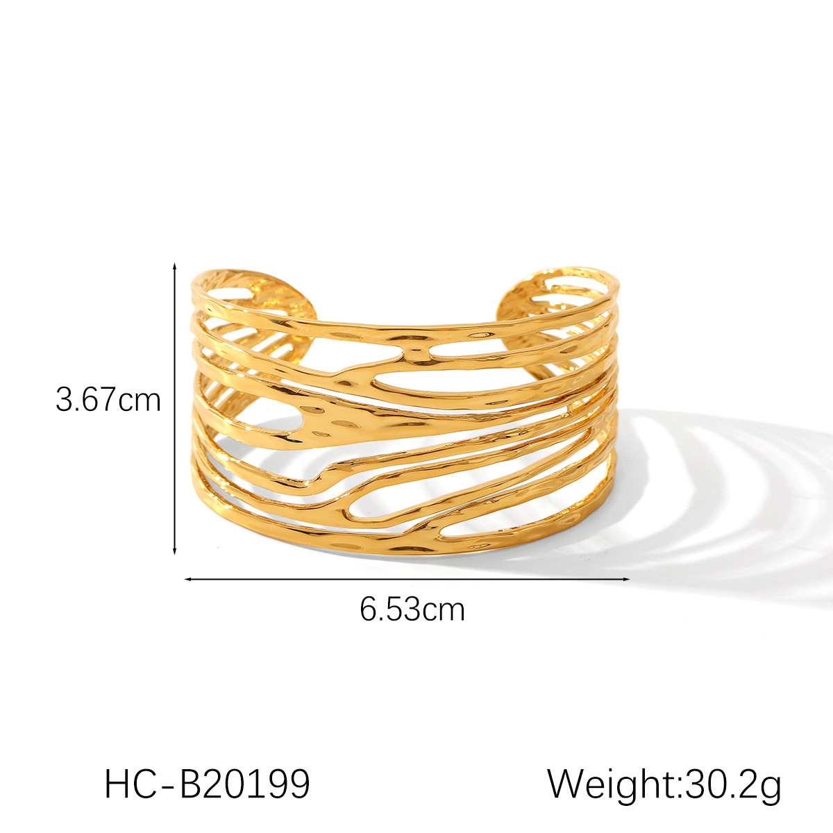 INS personalidad europea y americana exagerada pulsera brillante multicapa pulsera de acero de titanio pulsera abierta de acero inoxidable de oro de 18 quilates sin decoloración