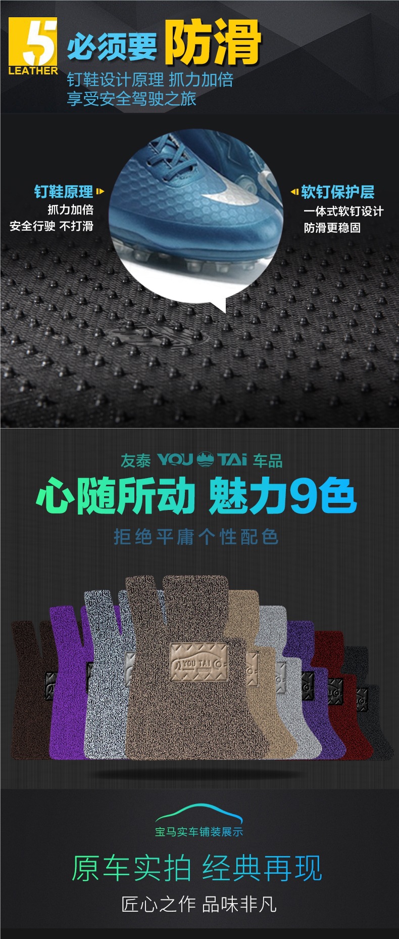 Car Wire Ring Floor Mats, Universal Easy-To-Clean Car Mats, Carpet-Type Foot Mats, Can Be Freely Cut, Special for Car Floor Mats