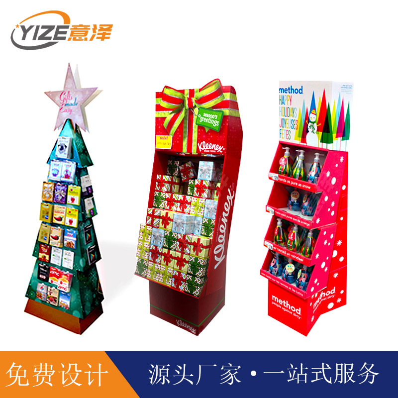 Supermarket Promotion Santa Claus Hat Socks Decorations Paper Shelf Heap Candy Corrugated Paper Christmas Gift Display Stand
